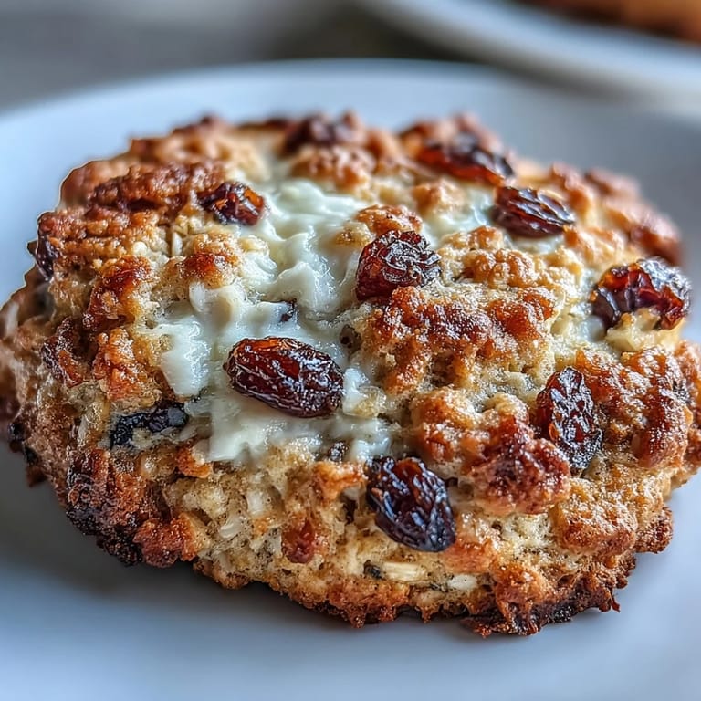 Wholesome cottage cheese oatmeal raisin breakfast cookies baked golden, packed with fiber, and sweetened with brown sugar and honey.  