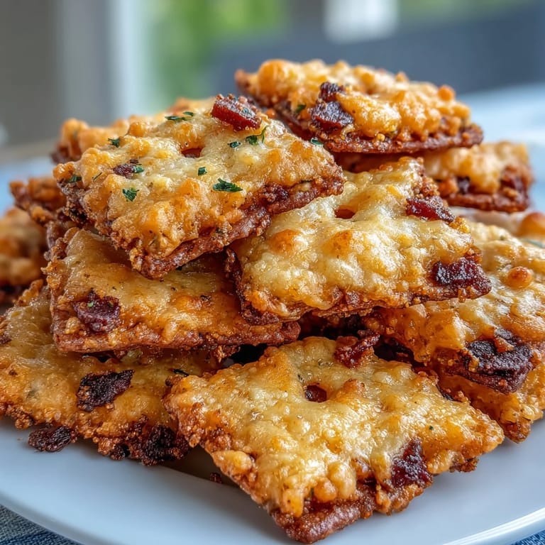 Crunchy, tangy sourdough Cheez-Its baked with jalapeño and paprika, offering a smoky, cheesy bite in every square.