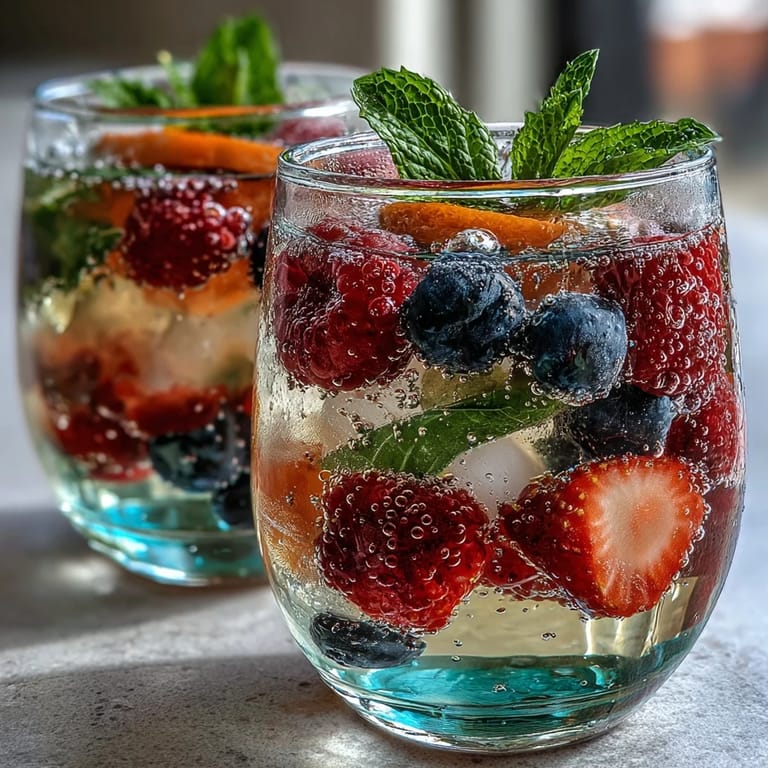 Refreshing DIY lemonade station featuring sliced lemons, berries, and mint for a festive party drink.  