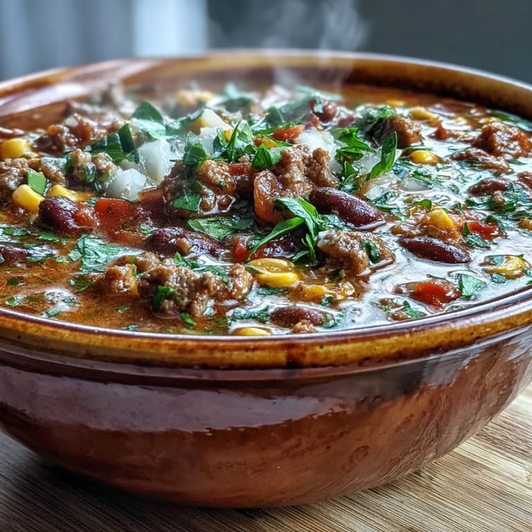 Easy Taco Soup loaded with black beans, corn, and taco spices, served with sour cream and cilantro.