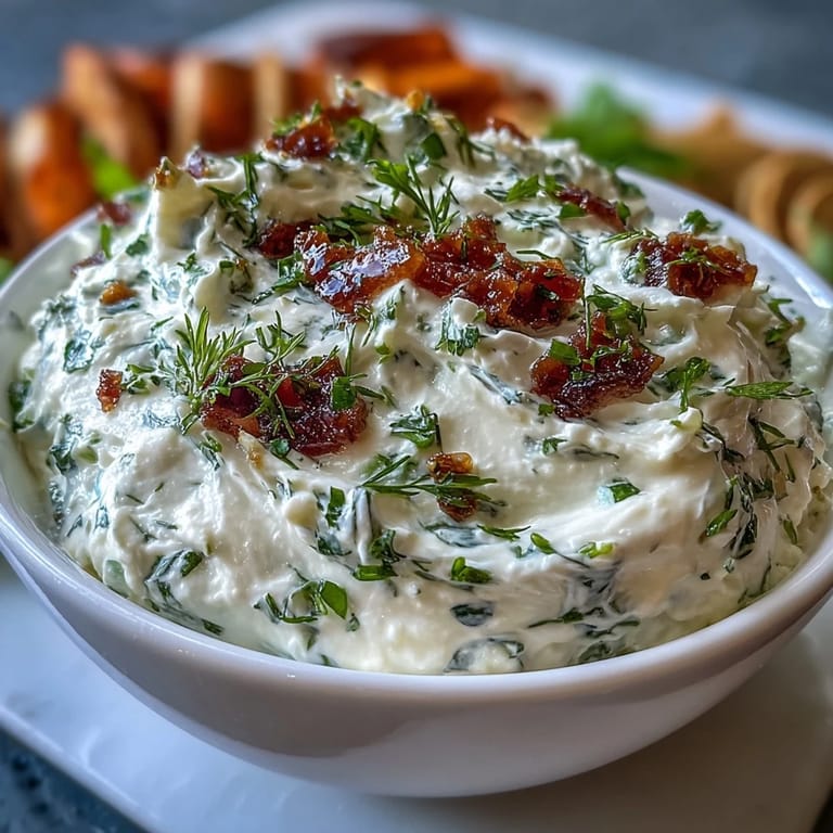 Whipped cottage cheese ranch dip paired with vibrant carrot, celery, and bell pepper sticks.