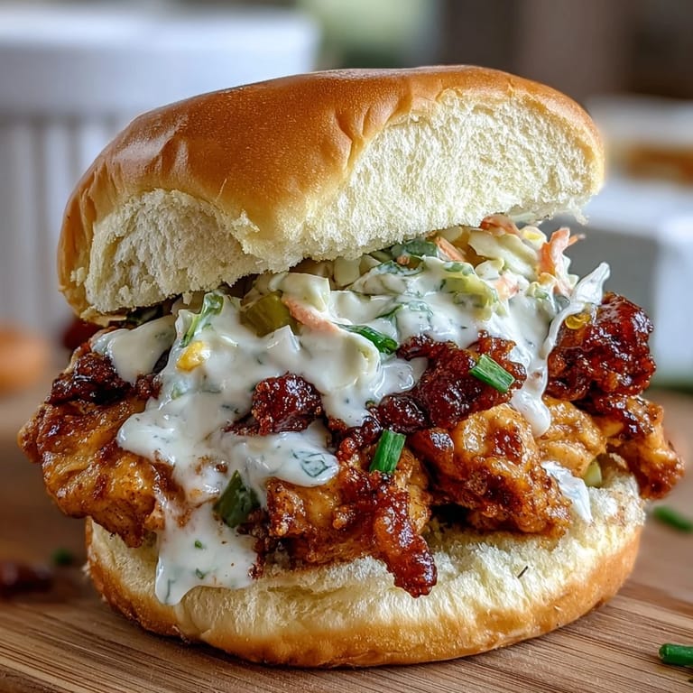 Tender shredded Mississippi chicken with pepperoncini and ranch seasoning piled high on slider buns with crisp coleslaw.
