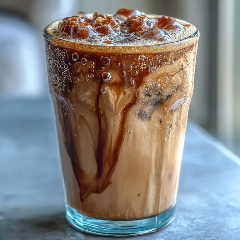 Chilled, shaken espresso with brown sugar and creamy oat milk, expertly prepared.