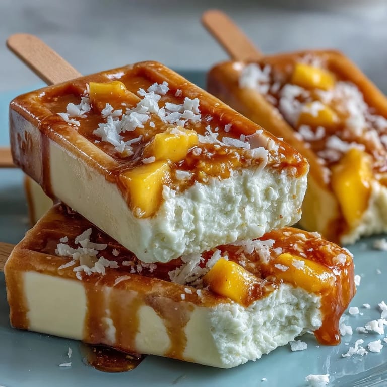Indulge in these vibrant, dairy-free mango coconut popsicles, a sweet frozen treat.