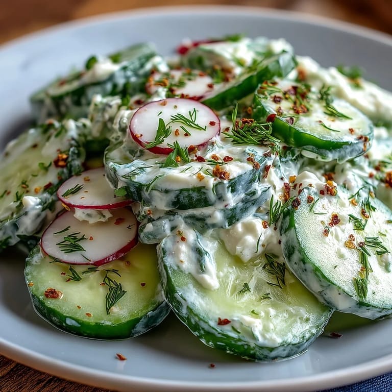 Creamy viral cucumber salad, topped generously with everything bagel seasoning.