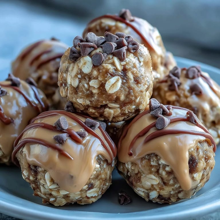 Plump Snack-Sized Protein Balls showing rolled oats, nuts, and a hint of chocolate.