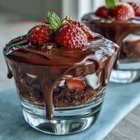 Dubai Chocolate Strawberry Cups with Kataifi and Pistachio Cream, crisp golden pastry filled with rich dark chocolate and luscious pistachio cream.