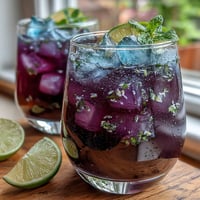 Iced Lavender Lemonade with Fresh Mint in a glass, garnished with lemon slices and mint sprigs, perfect for a refreshing spring drink.